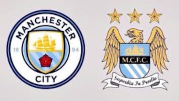 El nuevo escudo del Manchester City (i) a partir de la temporada 2016-17.