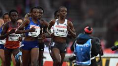 La atleta de Kenia Agnes Jebet Tirop compite en la prueba de 5000 metros durante la cita de la IAAF Diamond League de 2019 en Estocolmo.