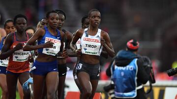 La atleta de Kenia Agnes Jebet Tirop compite en la prueba de 5000 metros durante la cita de la IAAF Diamond League de 2019 en Estocolmo.