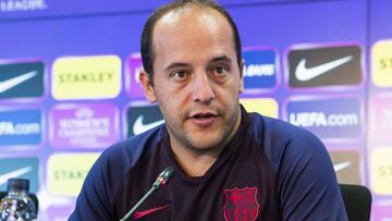 Lluís Cortés, entrenador del Barça Femenino, en rueda de prensa.