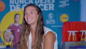 Silvia Lloris, futbolista del Atlético, en un acto de Lidl.