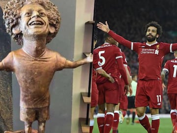 This statue recently unveiled in Egypt tried to capture Mohamed Salah's trademark pose, which it does well. Although the sculptor seemed less concerned about scale and what Salah actually looks like. The Simon Garfunkel likeness is uncanny.