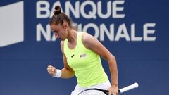 Sara Sorribes celebra un punto en el WTA 1000 de Canad&aacute;.