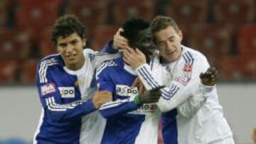 DELANTERO. Machado, a la izquierda, con el Grasshoppers.