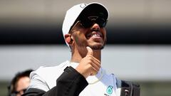 SHANGHAI, CHINA - APRIL 15: Lewis Hamilton of Great Britain and Mercedes GP on the drivers parade before the Formula One Grand Prix of China at Shanghai International Circuit on April 15, 2018 in Shanghai, China.  (Photo by Charles Coates/Getty Images)