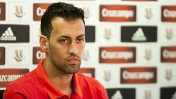 Sergio Busquets, durante una rueda de prensa.