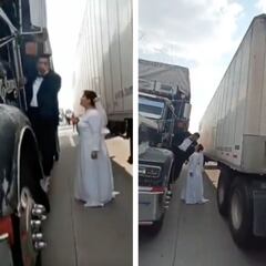 Viral: Novios aprovechan bloqueo en la México-Puebla para hacer su sesión de fotos