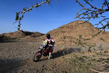 Ross Branch, piloto del equipo Botswana del Hero Motosports, durante la etapa 7 entre Riyad y Al Duwadimi.