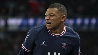 Kylian Mbappe of PSG reacts during the French championship Ligue 1 football match between Paris Saint-Germain (PSG) and AS Saint-Etienne (ASSE) on February 26, 2022 at Parc des Princes stadium in Paris, France - Photo Jean Catuffe / DPPI
AFP7
27/02/202