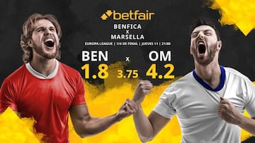 Benfica vs. Olympique de Marsella: horario, TV, estadísticas, cuadro y pronósticos