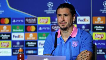 José María Giménez en sala de prensa antes del Leipzig.