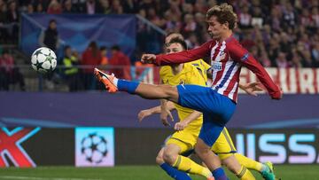 Griezmann contra el Rostov en el &uacute;ltimo gol del Atl&eacute;tico como local en Champions. 