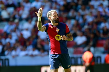 Marc Crosas durante el partido de Leyendas en entre el Real Madrid y el Fútbol Club Barcelona.