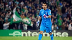 SEVILLE, SPAIN - NOVEMBER 09: Claudio Bravo of Real Betis celebrates after the first goal of his team scored by Borja Iglesias of Real Betis (not in frame) during the UEFA Europa League Group C match between Real Betis and Aris Limassol at Estadio Benito Villamarin on November 09, 2023 in Seville, Spain. (Photo by Jesus Ruiz/Quality Sport Images/Getty Images)