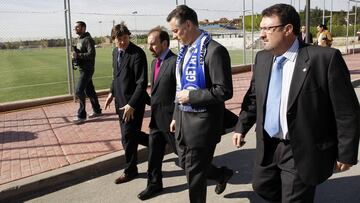 En Getafe. Lete, con Ángel Torres y López Viejo (con bufanda).