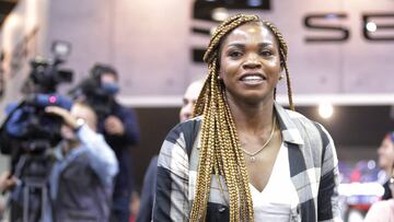 Caterine Ibargüen durante el evento en el que fue presentada como imagen de una marca de automóviles