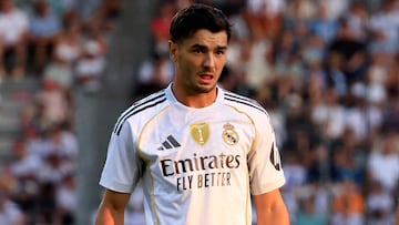 INNSBRUCK, AUSTRIA - AUGUST 12: Brahim Diaz of Real Madrid looks on during the pre-season friendly match between WSG Tirol and Real Madrid CF at Tivoli Stadion Tirol on August 12, 2025 in Innsbruck, Austria. (Photo by Jan Hetfleisch/Getty Images)