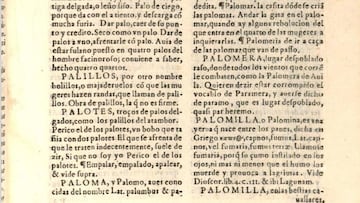 Fragmento del libro, 'Tesoro de la Lengua Castellana', de Sebastián de Covarrubias.