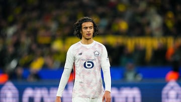 Ayyoub Bouaddi of LOSC Lille looks on during the Champions League round of 16 match between Borussia Dortmund and LOSC Lille at Signal Luna Park, Dortmund, Germany on March 4, 2025. (Photo by Ulrik Pedersen/NurPhoto via Getty Images)