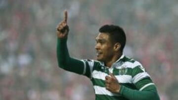 Teófilo Gutiérrez celebra su gol ante Benfica en Liga