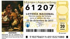13.378 y 61.207, cuartos premios del Sorteo Lotería de Navidad