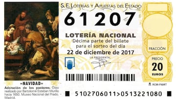 61.207: segundo cuarto premio de la Loter&iacute;a de Navidad 2017.