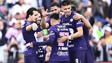 Guillermo Martinez celebrates his goal 3-0 of Pumas during the 12th round match between Pumas UNAM and Atletico San Luis as part of the Liga BBVA MX, Torneo Apertura 2024 at Olimpico Universitario Stadium on October 20, 2024 in Mexico City, Mexico.