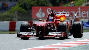 Fernando Alonso en su última victoria con Ferrari, el GP de España de 2013.