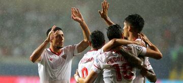 Sevilla celebrate their opening goal