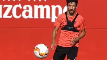 Jes&uacute;s Navas, durante el entrenamiento. 