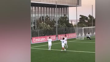 Un paso más para pisar el primer equipo del Madrid: golazo de locura del hijo de Marcelo