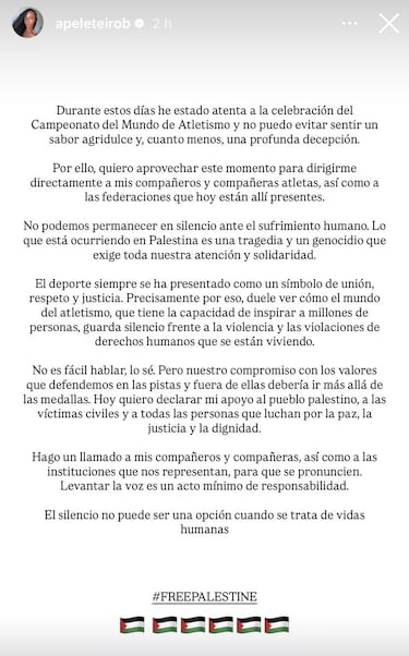 “Lo que pasa en Palestina es un genocidio, el deporte no puede guardar silencio” 