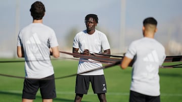 Fayé, en un entrenamiento.