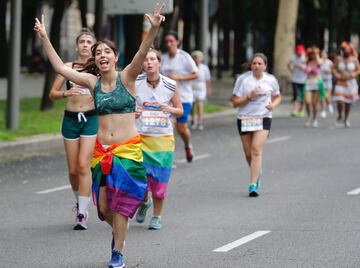 Varios participantes durante la "Carrera por la Diversidad", prueba organizada por primera vez con motivo de la celebración del Worldpride en Madrid.  