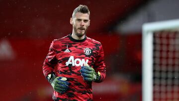 De Gea calentando antes del Manchester United-Everton