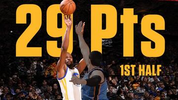 Kevin Durant anot&oacute; 29 puntos en la primera parte.