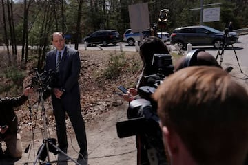 Massachusetts State Senator Jamie Eldridge speaks to reporters outside the Souza-Baranowski Correctional Center, where former New England Patriots player Aaron Hernandez was found dead in his jail cell, in Shirley, Massachusetts