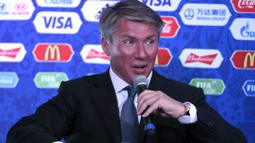 El director ejecutivo de la organización del Mundial de Rusia 2018, Alexei Sorokin, atiende a los medios de comunicación.