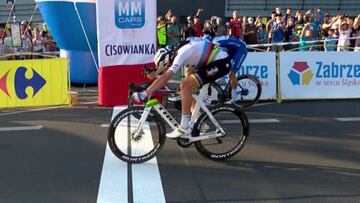 Foto finish de la segunda etapa del Tour de Polonia 2020.