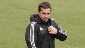 Gary Neville, durante un entrenamiento.