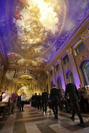 Ceremonia de bienvenida de la selección de Francia en el Old Royal Naval College, Greenwich.