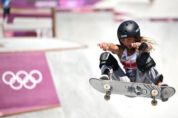 Sky Brown durante la final de skate.