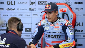 Gresini Racing MotoGP's Spanish rider Marc Marquez looks on prior to the start of the second practice session of the Austrian MotoGP weekend at the Red Bull Ring racetrack in Spielberg, Austria on August 16, 2024. (Photo by Jure Makovec / AFP)