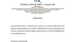 Porto da por terminado el contrato con Jackson Martínez