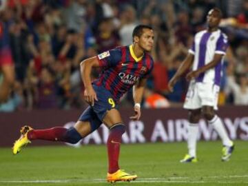 Barcelona-Valladolid. 1-1. Alexis celebra el gol del empate.