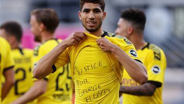 El jugador del Real Madrid marc&oacute; el cuarto gol del Dortmund mismo que fue dedicado a Floyd. El marroqu&iacute; se levant&oacute; la playera para mostrar el mismo mensaje que Sancho.