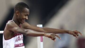 El qatar&iacute; Mutaz Essa Barshim, unon de los cinco hombres con m&aacute;s de 2,40 metros que compiten el jueves en Lausana. 