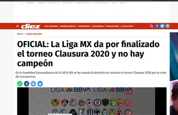 Así vio el mundo la cancelación del Clausura 2020 de la Liga MX