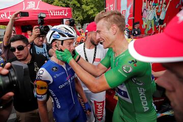 Kittel y Vermote tras la etapa.