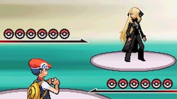 Enfrentamiento contra Cynthia al término de la Liga Pokémon de Sinnoh. Uno de los enfrentamientos más duros de la serie.